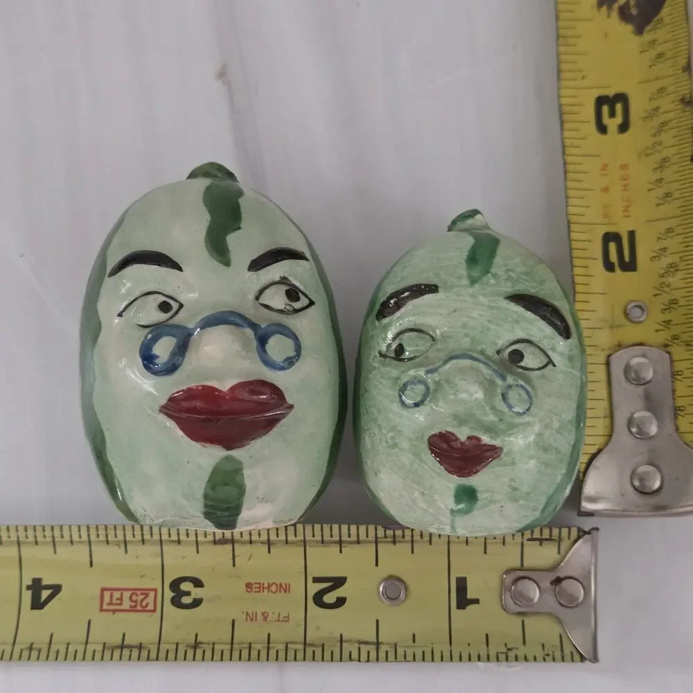 Vintage PY Miyao Japan Watermelon Salt Pepper Shakers Anthropomorphic MCM Kitsch